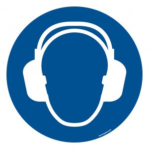 "Wear hearing protection" floor symbol