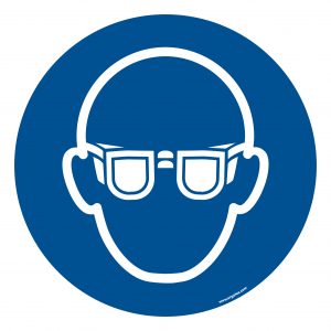 "Wear eye protection" floor symbol