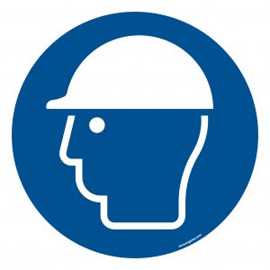 "Wear helmet" floor symbol